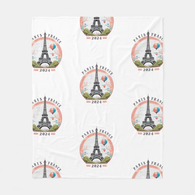 Paris Frankrike 2024 Fleece Blankets, Eiffel Torn (Framsidan)