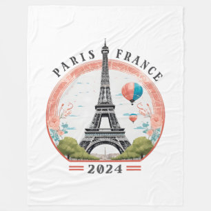 Paris Frankrike 2024 Fleece Blankets, Eiffel Torn