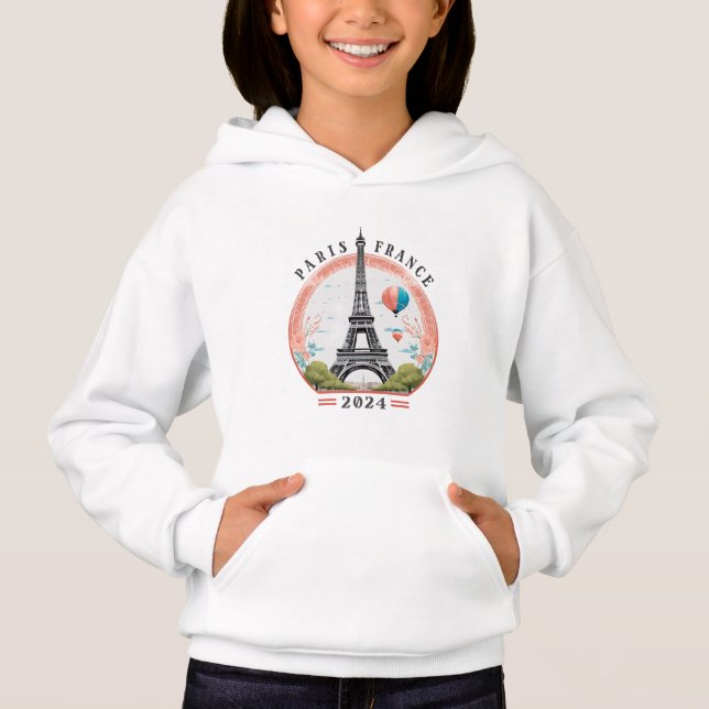 Paris Frankrike 2024 Kids Hoodies, Paris Frankrike T Shirt (Framsida)