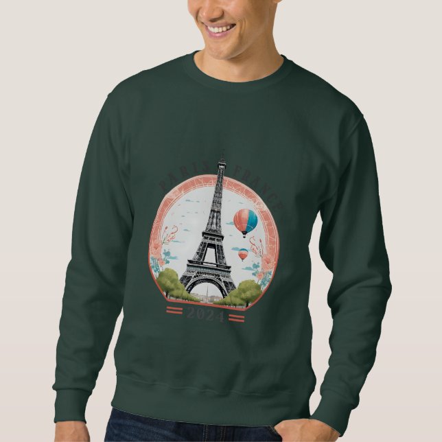 Paris Frankrike 2024 Manar Sweatshirts, Paris Fran Lång Ärmad Tröja (Framsida)