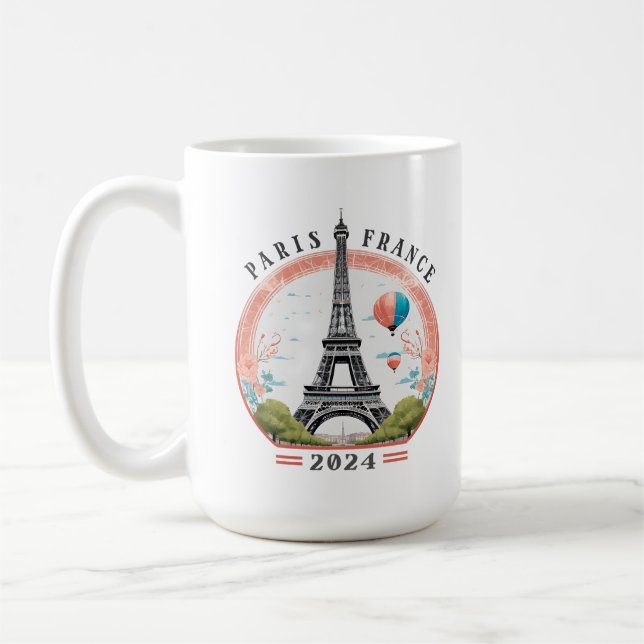 Paris Frankrike 2024 Mugg, Paris Frankrike 2024 Kaffemugg (Vänster)