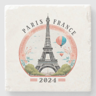 Paris Frankrike 2024 Stone Underlägg, Eiffel Torn Stenunderlägg