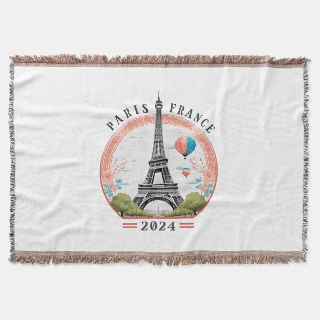 Paris Frankrike 2024 Throw Blankets, Eiffel Torn Filt (Framsidan)