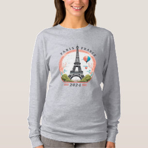 Paris Frankrike 2024 Women's Långärmad Shirt, Pari T Shirt