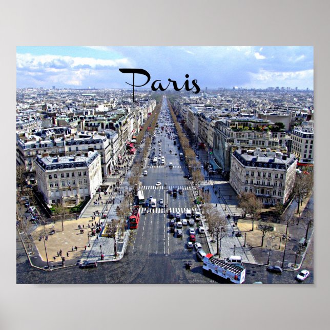 Paris, Frankrike Aerial View Poster (Framsidan)