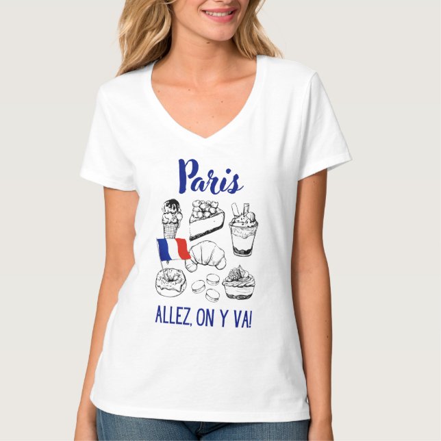 Paris Frankrike Allez på Y Va Tshirt Womens T Shirt (Framsida)