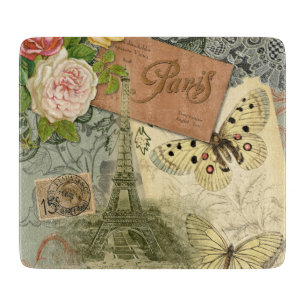 Paris Frankrike Antique Artwork Collage Eiffel Fra