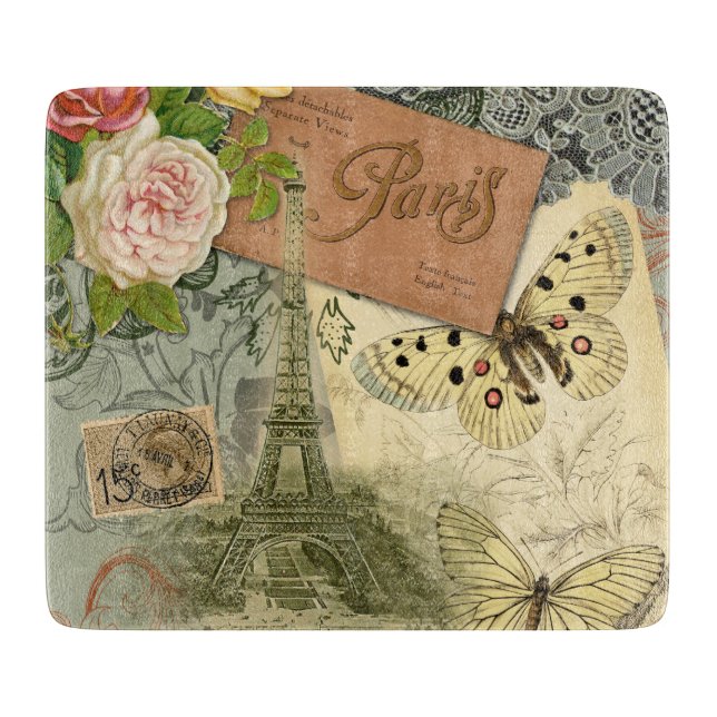 Paris Frankrike Antique Artwork Collage Eiffel Fra (Framsidan)
