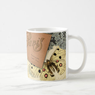 Paris Frankrike Antique Artwork Collage Eiffel Fra Kaffemugg