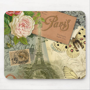 Paris Frankrike Antique Artwork Collage Eiffel Fra Musmatta