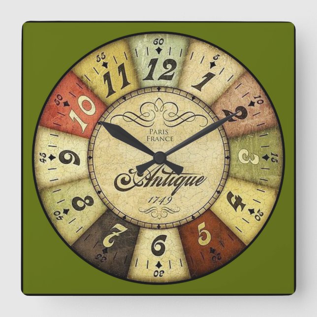 Paris Frankrike Antique Fyrkantig Klocka (Framsida)