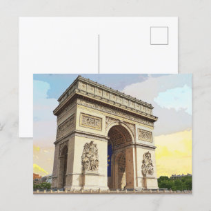 Paris Frankrike Arc de Triomphe Architecture Vykort