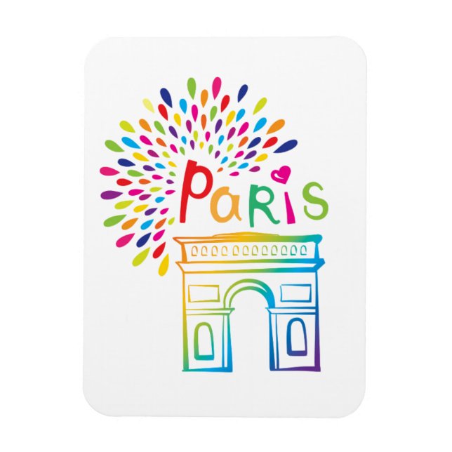 Paris Frankrike | Arc de Triomphe | Neondesign Magnet (Vertikal)