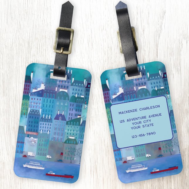 Paris Frankrike Art Bagagebricka (Paris France art luggage tag)