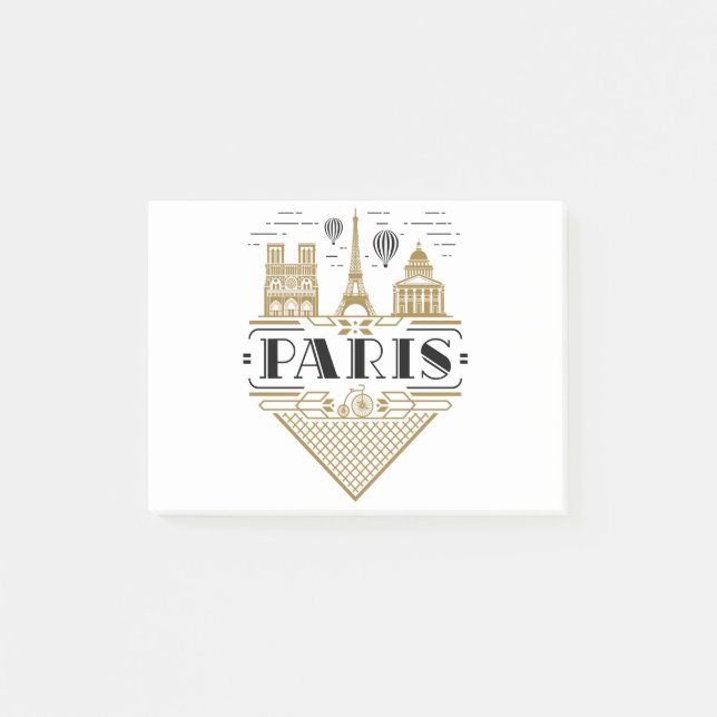 Paris Frankrike Art Deco Aesthetic Post-it Block (Framsida)