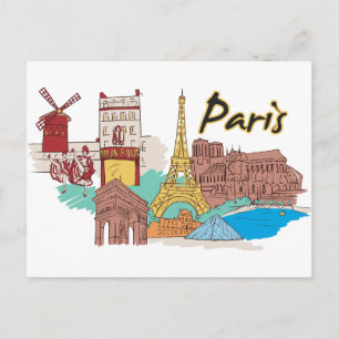 Paris, Frankrike Berömd City Vykort