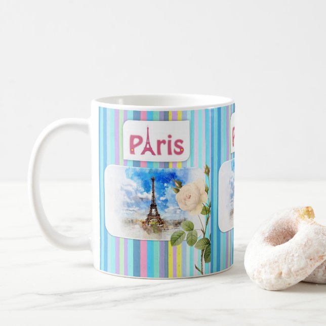 Paris Frankrike Blue Rand Mugg (Med munk)