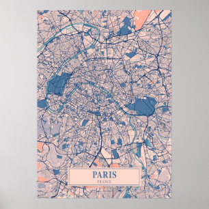 Paris - Frankrike Breezy City Karta Poster