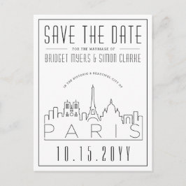 Paris, Frankrike Bröllop | Skyline Spara datum Vykort