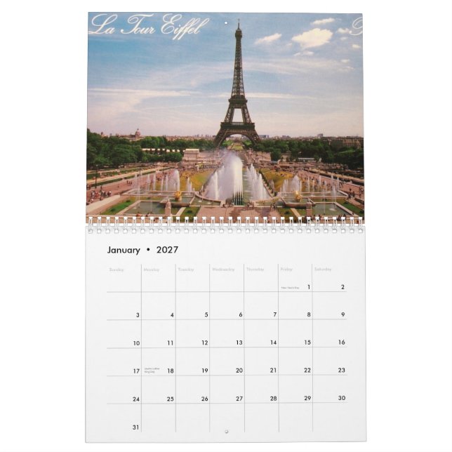 Paris, Frankrike Calendar Kalender (Jan 2027)