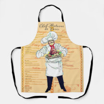 Paris Frankrike Chef Caricature Menu Text