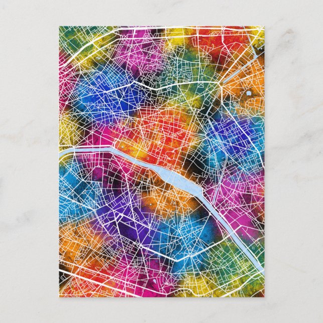 Paris Frankrike City Karta Vykort (Framsida)