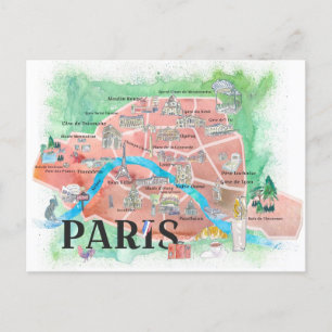 Paris Frankrike City of Kärlek Magazine Illustrate Vykort