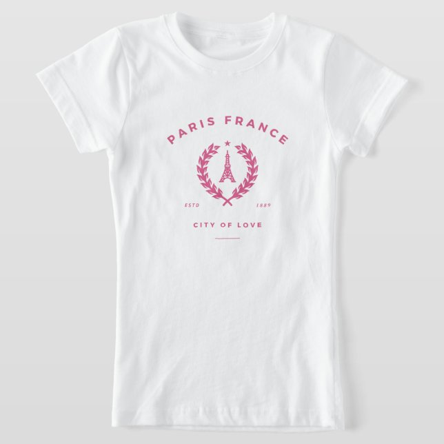 Paris Frankrike City of Kärlek T Shirt (Laydown)