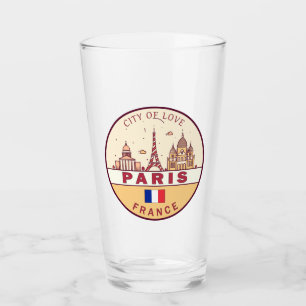 Paris Frankrike City Skyline Emblem Glaskopp