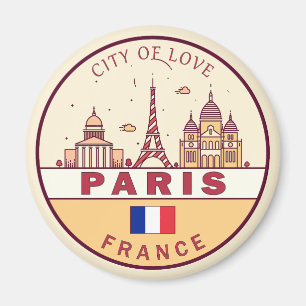 Paris Frankrike City Skyline Emblem Magnet