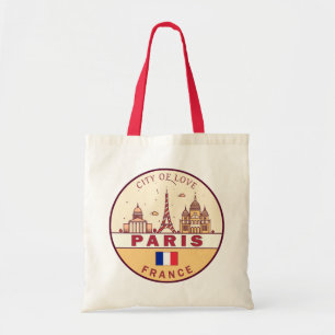 Paris Frankrike City Skyline Emblem Tygkasse