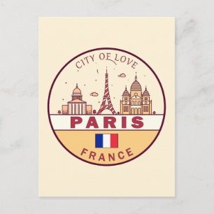 Paris Frankrike City Skyline Emblem Vykort