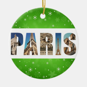 Paris Frankrike City Travel Foton jul Julgransprydnad Keramik