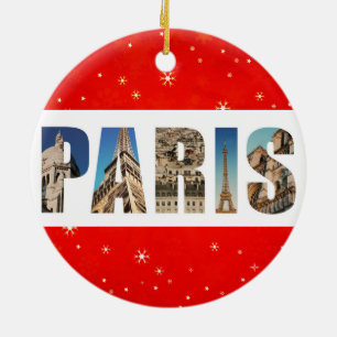 Paris Frankrike City Travel Foton jul Julgransprydnad Keramik