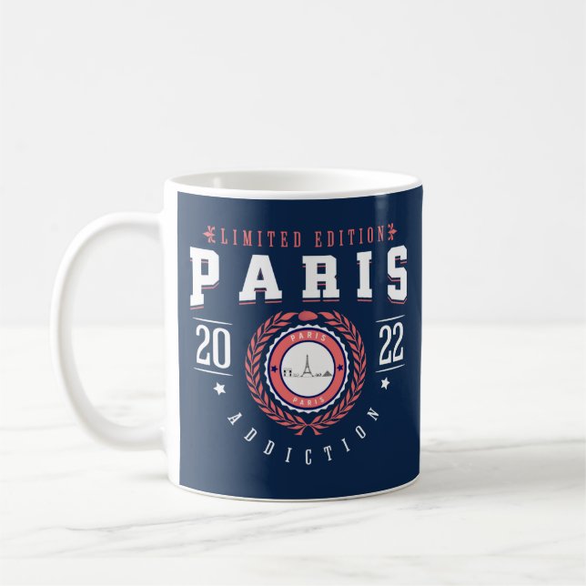 Paris Frankrike City Traveler Navy Blue Kaffemugg (Vänster)
