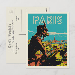 Paris Frankrike City view med gargoyle Vykort