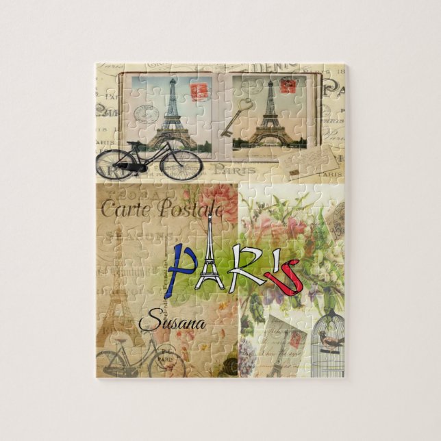 Paris Frankrike Decorative Jigszle Puzzle Pussel (Vertikal)