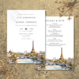 Paris Frankrike Destination Alla-i-ett Bröllop Inbjudningar