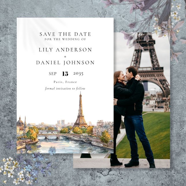 Paris Frankrike Destination Photo Bröllop Spara Datumet (Paris France Destination Photo Wedding Save The Date)