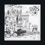 Paris Frankrike Doodle Magnet<br><div class="desc">Den här designen har en dockscen i Paris,  Frankrike.</div>