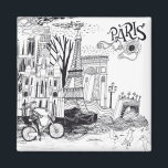 Paris Frankrike Doodle Magnet<br><div class="desc">Den här designen har en dockscen i Paris,  Frankrike.</div>