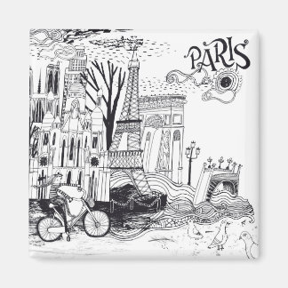 Paris Frankrike Doodle Magnet