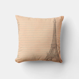 Paris Frankrike Eiffel Monogram Throw Couch Pillow Kudde
