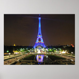 Paris, Frankrike - Eiffel på natten Poster