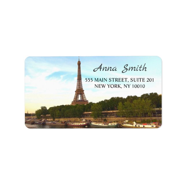 Paris. Frankrike. Eiffel torn Adressetikett (Framsidan)