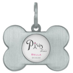 Paris Frankrike Eiffel Torn Adsible Cute ID-bricka Husdjur