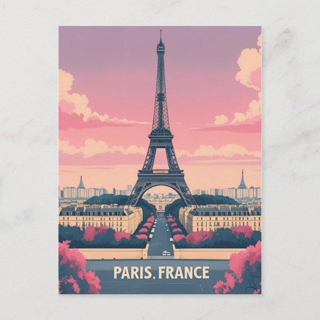 Paris Frankrike Eiffel Torn_ City Skyline Helg Vykort (Framsida)