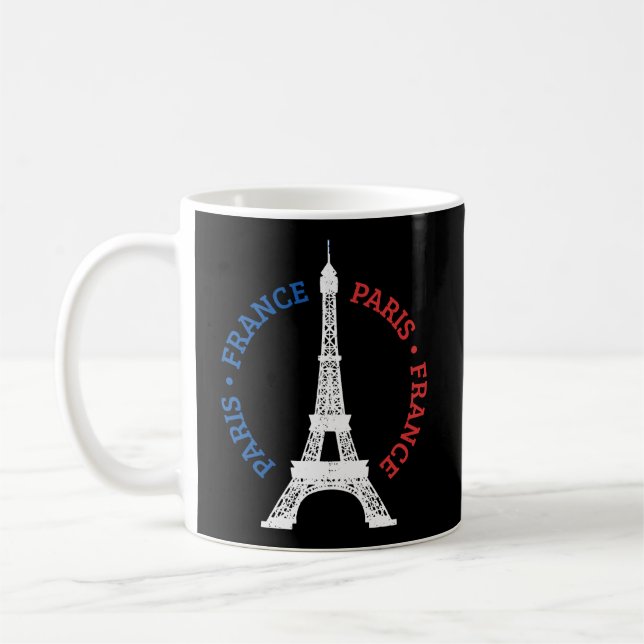 Paris Frankrike Eiffel Torn Fransk Flagga Souvenir Kaffemugg (Vänster)