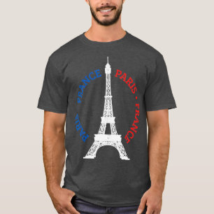 Paris Frankrike Eiffel Torn Fransk Flagga Souvenir T Shirt