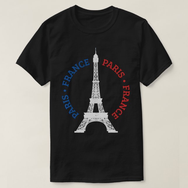 Paris Frankrike Eiffel Torn Fransk Flagga Souvenir T Shirt (Design framsida)